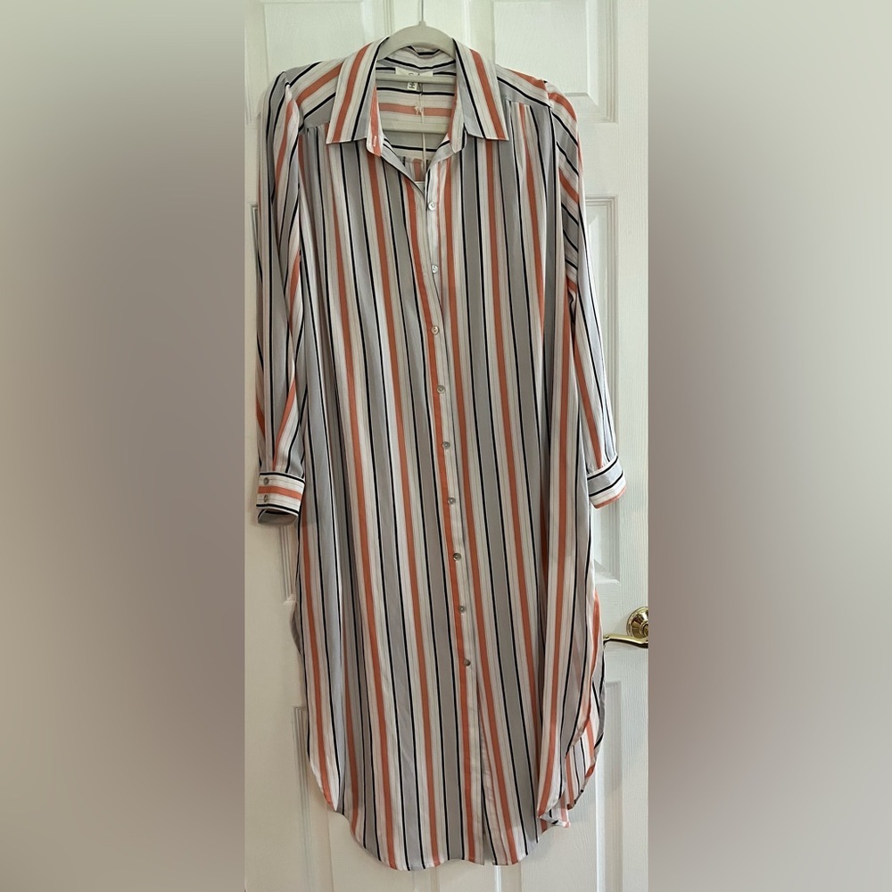 Easel Women’s NWT Size S Striped Shirt/Dress Orange, Black, White